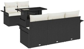 Conjunto de Sofá de Jardim vidaXL 6 Peças com Almofadas Rattan Preto