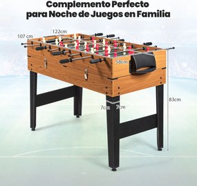Mesa de jogo multifuncional Crianças 3 em 1 com matraquilhos, bilhar e Air hóquei castanho