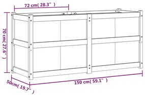 Vaso/floreira de jardim 150x50x70 cm pinho maciço branco