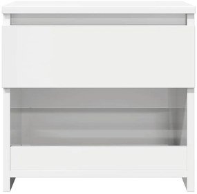 Mesa de cabeceira 40x30x39 cm contraplacado branco brilhante