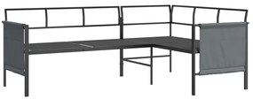 2 pcs conjunto lounge de jardim aço antracite