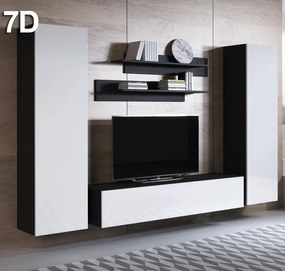 Conjunto de Móveis de Sala Cabeceiras – 2,6 m – Modular em Preto e Bra