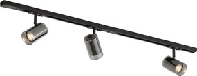 Sistema de iluminação de trilho moderno preto com 3 focos monofásicos - Iconic Lloyd