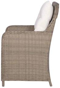 Cadeiras de exterior c/ almofadões 2 pcs vime PE castanho