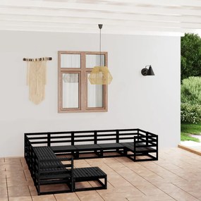 11 pcs conjunto lounge de jardim pinho maciço