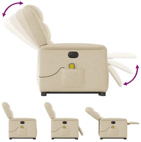 Poltrona elétrica elevatória massagens tecido creme