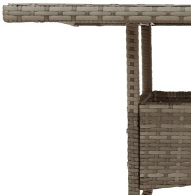 Mesa de jardim com tampo de vidro 80x80x75 cm vime PE cinzento