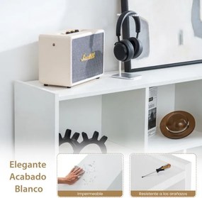 Estante aberta de 3 níveis com 8 armarios em forma de cubo 122 x 32 x 93 cm Branco