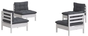4 pcs conj. lounge de jardim com almofadões antracite pinho