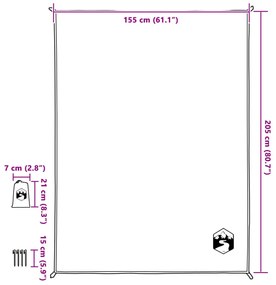 Toalha de piquenique com estacas 205x155 cm cinzento e laranja