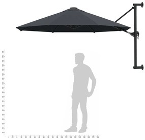 Guarda-sol de parede com mastro de metal 300 cm antracite