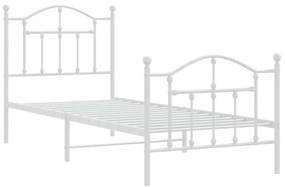 Estrutura de cama com cabeceira e pés 90x190 cm metal branco