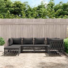 vidaXL 6 pcs conjunto lounge de jardim com almofadões aço antracite