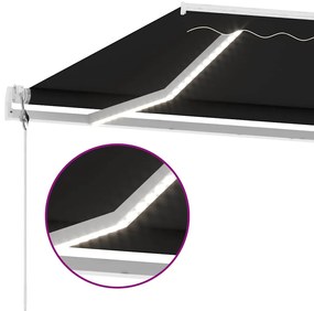 Toldo automático com LED e sensor de vento 500x300 cm antracite