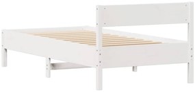 Cama sem colchão 90x200 cm madeira de pinho maciça branco