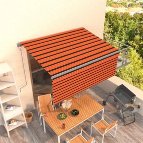 Toldo retrátil automático com estore 3,5x2,5 m laranja/castanho