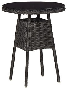 3 pcs conjunto bistrô de jardim com almofadões vime PE preto