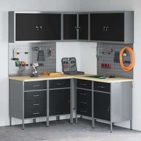 Conjunto de Armário e Painel de Ferramentas de 12 Peças vidaXL Preto M
