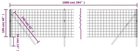 Cerca de malha de arame 1x10 m aço galvanizado verde