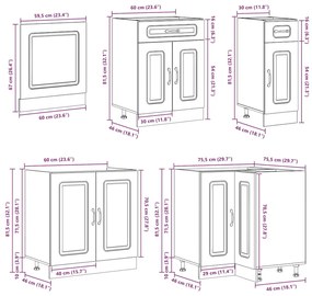 11 peças armário de cozinha conjunto Kalmar carvalho defumado