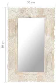 Espelho 80x50 cm madeira de mangueira maciça branco