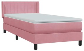 Cama com molas/colchão 80x220 cm veludo rosa