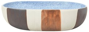 Lavatório de bancada oval 59x40x14 cm cerâmica multicor