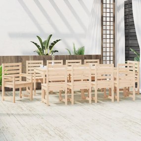 11 pcs conjunto de jantar p/ jardim madeira de pinho maciça