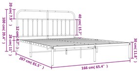 Estrutura de cama com cabeceira 160x200 cm metal branco