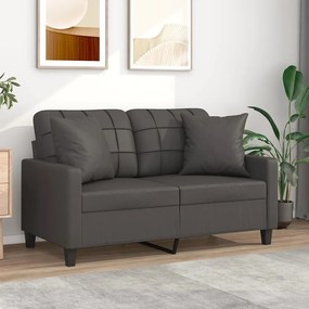 vidaXL Sofá 2 lugares c/ almofadas/almofadões 120cm couro artif. cinza