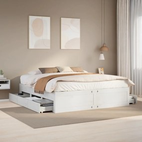 vidaXL Cama sem colchão com gavetas 180x200 cm pinho maciça branco