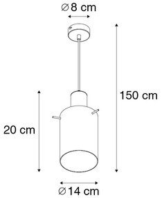 Candeeiro suspenso vintage latão vidro fumê - VIDRA Moderno