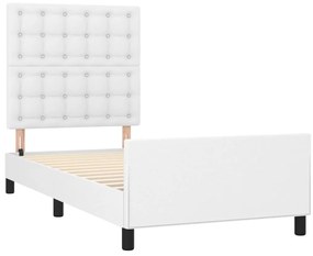 Estrutura de cama c/ cabeceira couro artificial 80x200cm branco