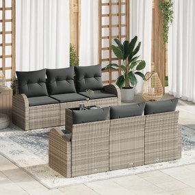 Conjunto de Sofá de Jardim vidaXL de 7 Peças com Almofadas Cinza Claro