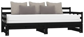 Estrutura sofá-cama de puxar 2x(90x200) cm pinho maciço preto