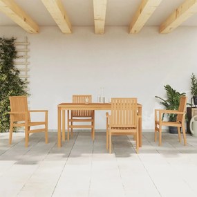 5 pcs conjunto de jantar p/ jardim madeira de teca maciça