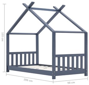 Estrutura de cama para crianças 90x200 cm pinho maciço cinzento