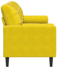 Sofá 3 lugares c/ almofadas decorativas 180 cm veludo amarelo