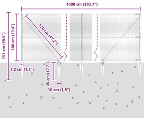 Conjunto de Postes de Cerca Conjunto de 2 Aço Galvanizado 10 x 1 m