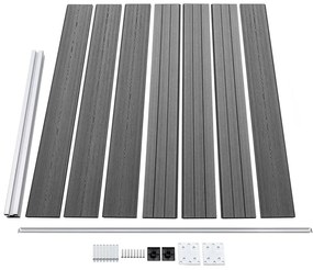 Conjunto painel de cerca 353x146 cm WPC cinzento