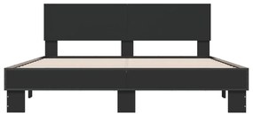 Estrutura de cama 150x200 cm derivados de madeira/metal preto