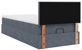 moldura de cama otomana vidaXL com colchão cinza escuro veludo