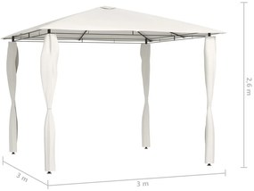Gazebo 3x3x2,6 m com capas postes 160 g/m² cor creme
