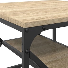 mesa de café com prateleira em carvalho Sonoma – 51x50x40 cm – feita d