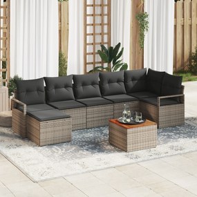 Conjunto de Sofá para Jardim vidaXL de 8 peças com Almofadas Cinza Rat