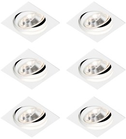 Conjunto de 6 Foco de encastrar moderno branco dirigível - CHUCK 111
