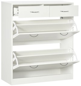 Sapateira Estreito com 2 Compartimentos e 2 Gavetas para 12 Pares de Sapatos 80x30x91,5 cm Branco
