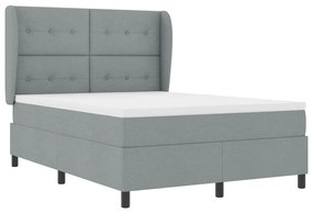 Cama com Estrado e Colchão Cinza Claro, 160x200 cm, em Tecido