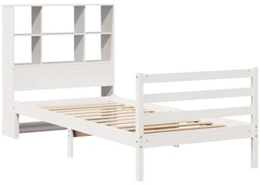 Cama com estante sem colchão 90x190 cm pinho maciço branco