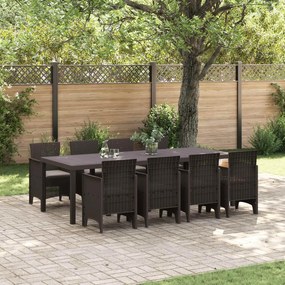 vidaXL Conjunto de Jantar para Jardim 9 pcs Castanho Rattan Polt